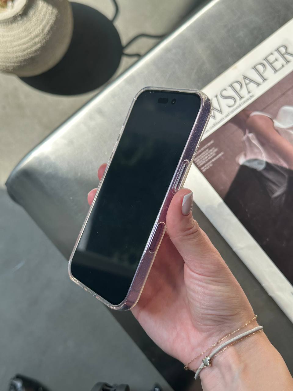 Чехол прозрачный Glitter с блестками на iPhone 16