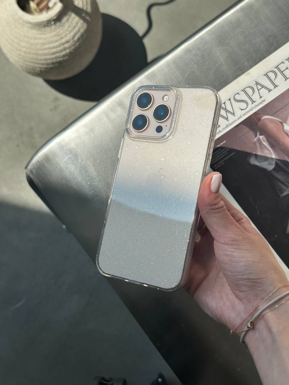 Чехол прозрачный Glitter с блестками на iPhone 16 Pro Max