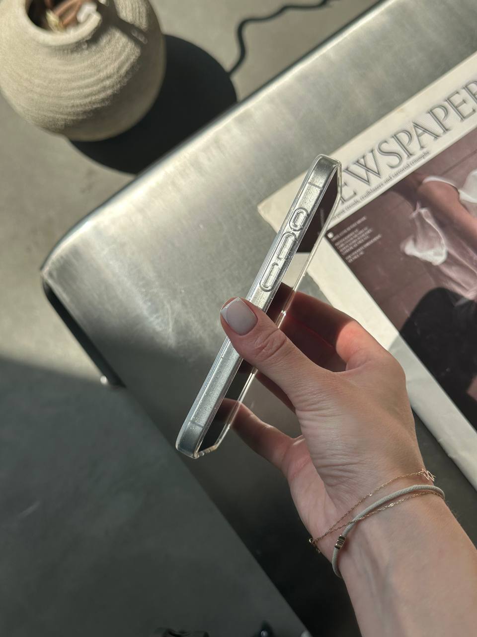 Чехол прозрачный Glitter с блестками на iPhone 15 Pro