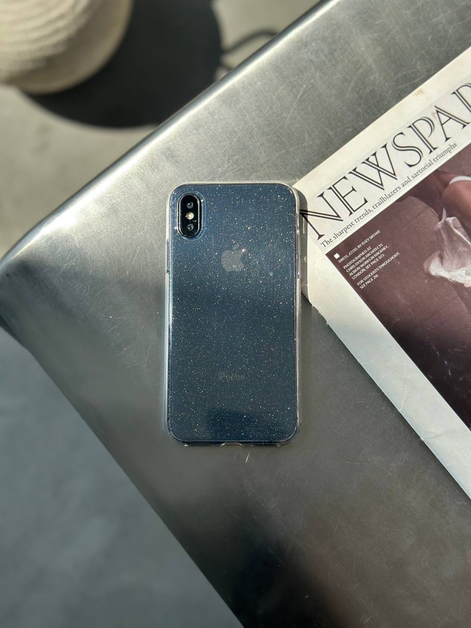 Чехол прозрачный Glitter с блестками на iPhone X/XS