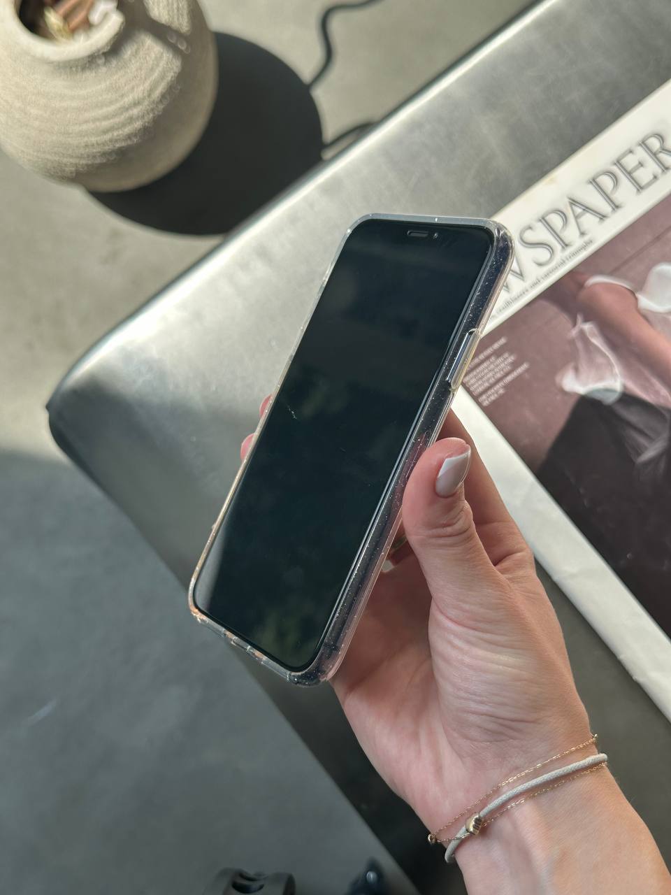 Чехол прозрачный Glitter с блестками на iPhone XS Max