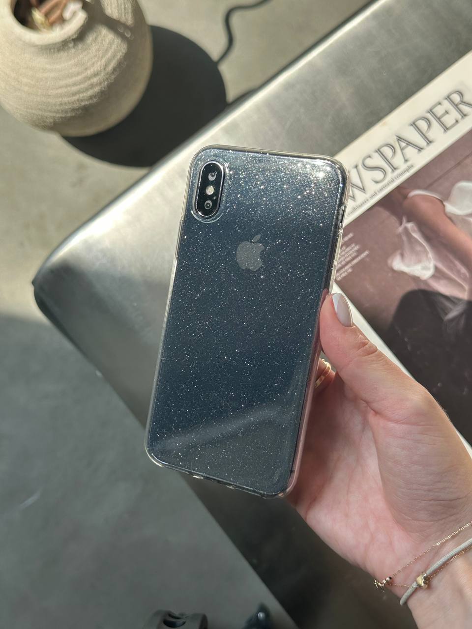 Чехол прозрачный Glitter с блестками на iPhone XS Max