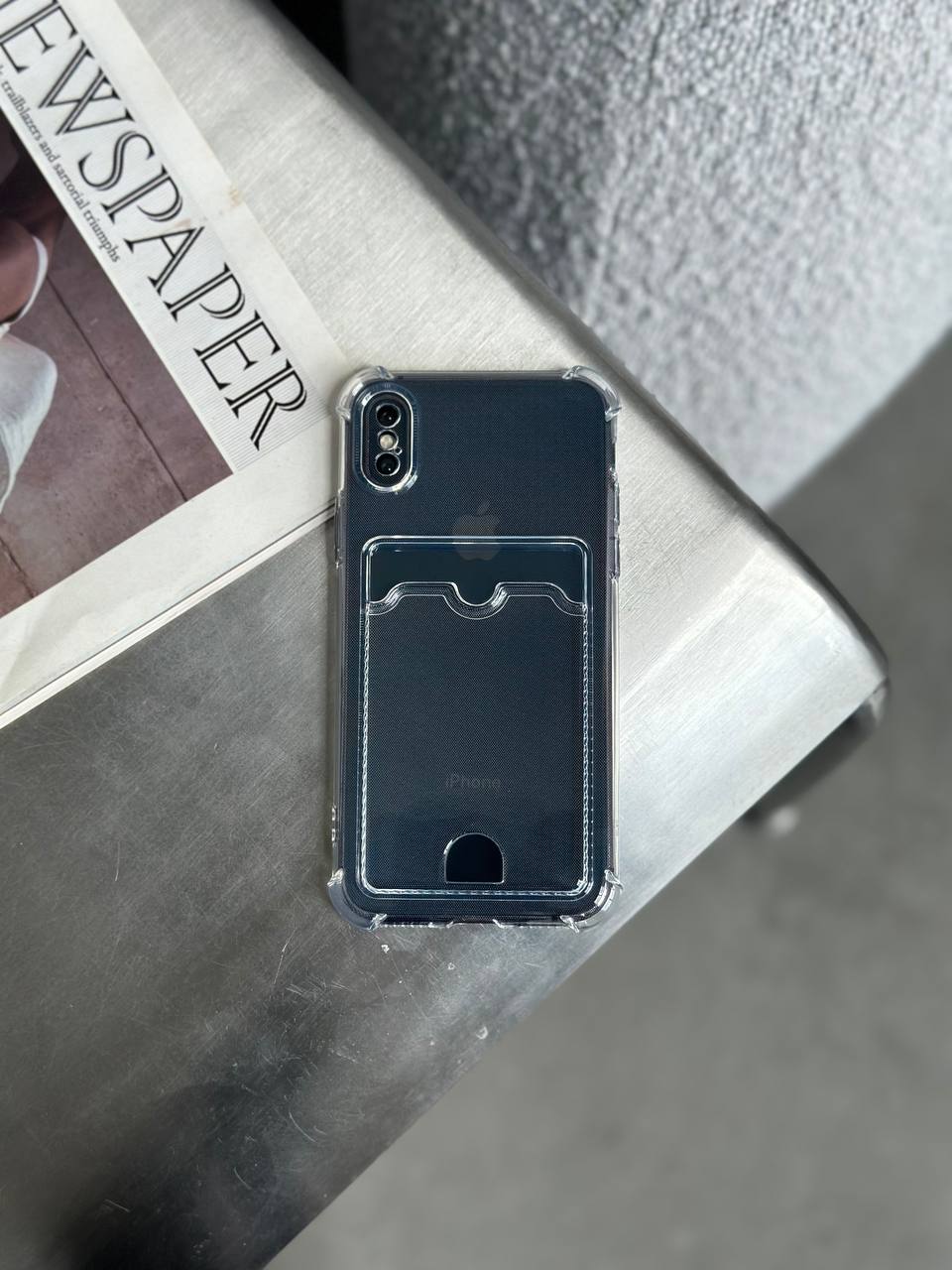 Чехол прозрачный Pocket Case с карманом на iPhone X/XS