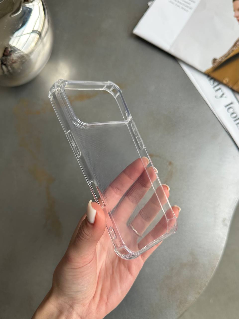 Чехол прозрачный силиконовый с усиленными углами открытая камера для iPhone 17 Pro Max