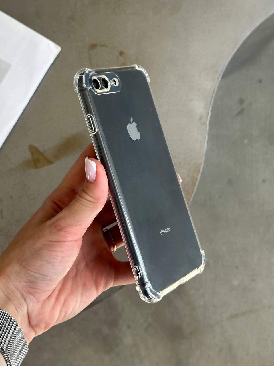 Чехол прозрачный силиконовый с усиленными углами закрытая камера на iPhone 7+ / 8+