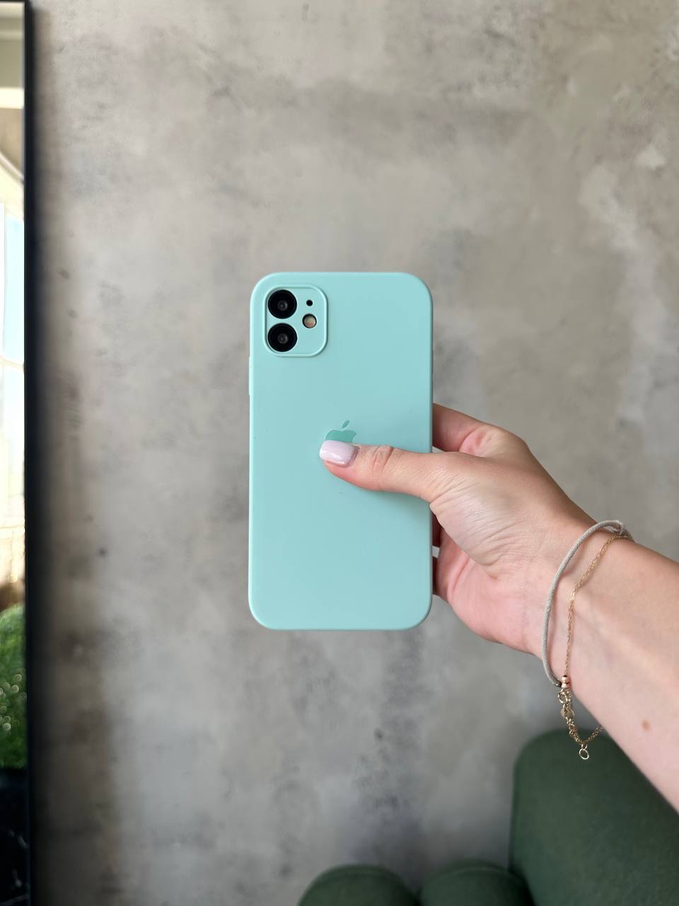 Чохол Silicone case із закритою камерою на iPhone 12 Mini Light Cyan #48