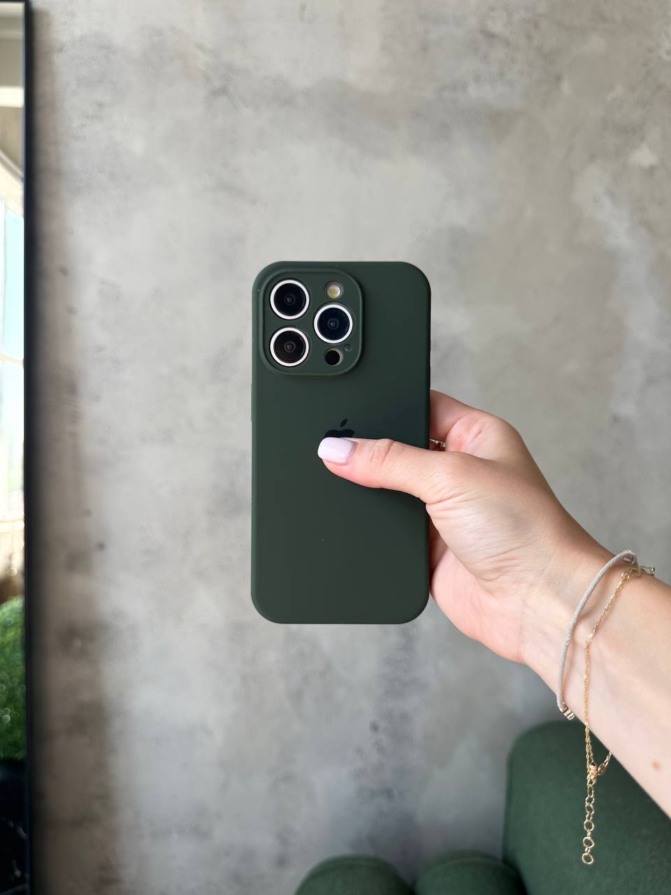 Чохол Silicone case із закритою камерою на iPhone 15 Pro Cyprus Green #40