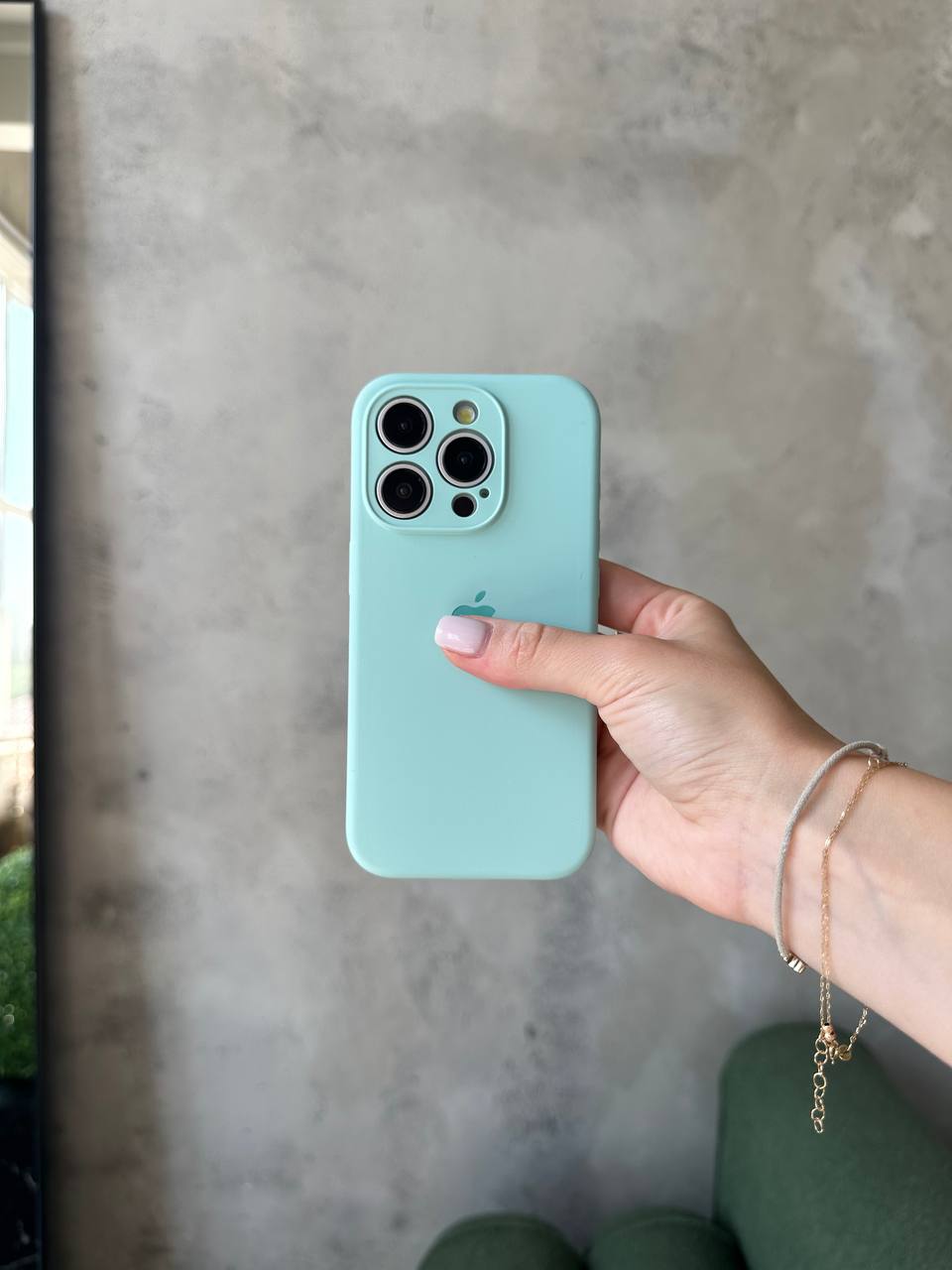 Чохол Silicone case із закритою камерою на iPhone 13 Pro Light Cyan #48