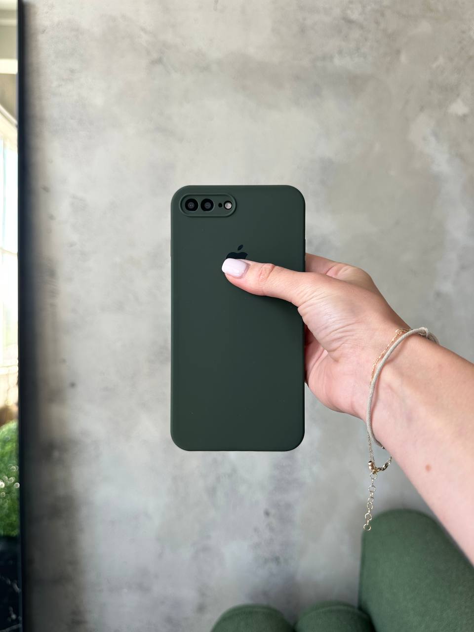 Чехол Silicone case с закрытой камерой на iPhone 7+ / 8+ Cyprus Green #40