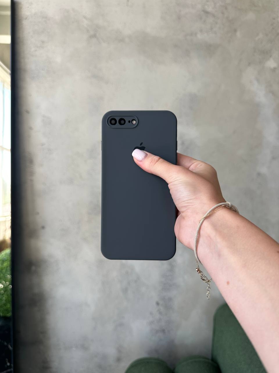 Чехол Silicone case с закрытой камерой на iPhone 7+ / 8+ Graphite #12