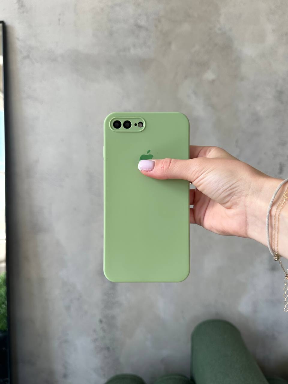 Чохол Silicone case із закритою камерою на iPhone 7+/8+ Mint Gum #01