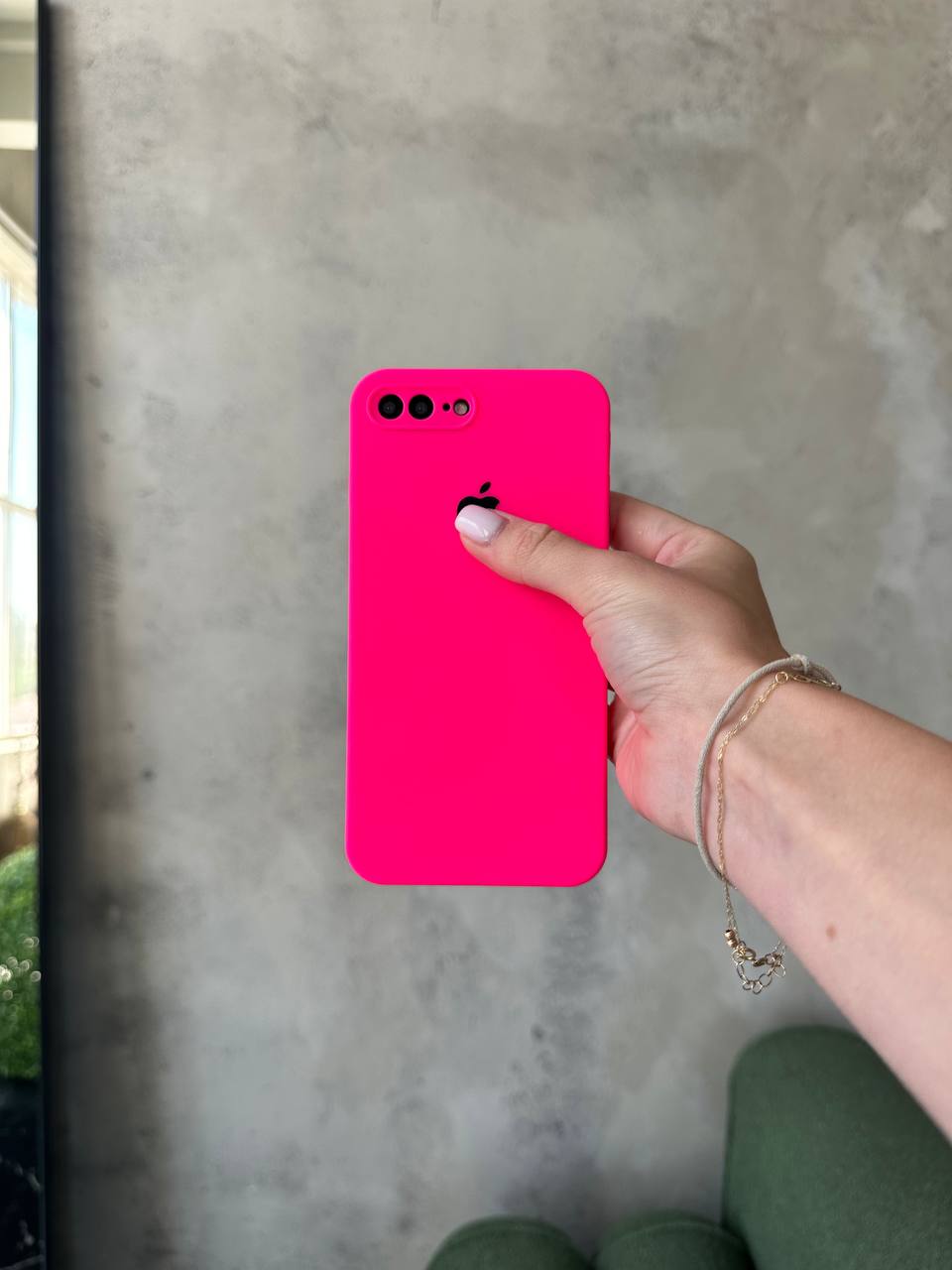 Чохол Silicone case із закритою камерою на iPhone 7+/8+ Shiny Pink #23