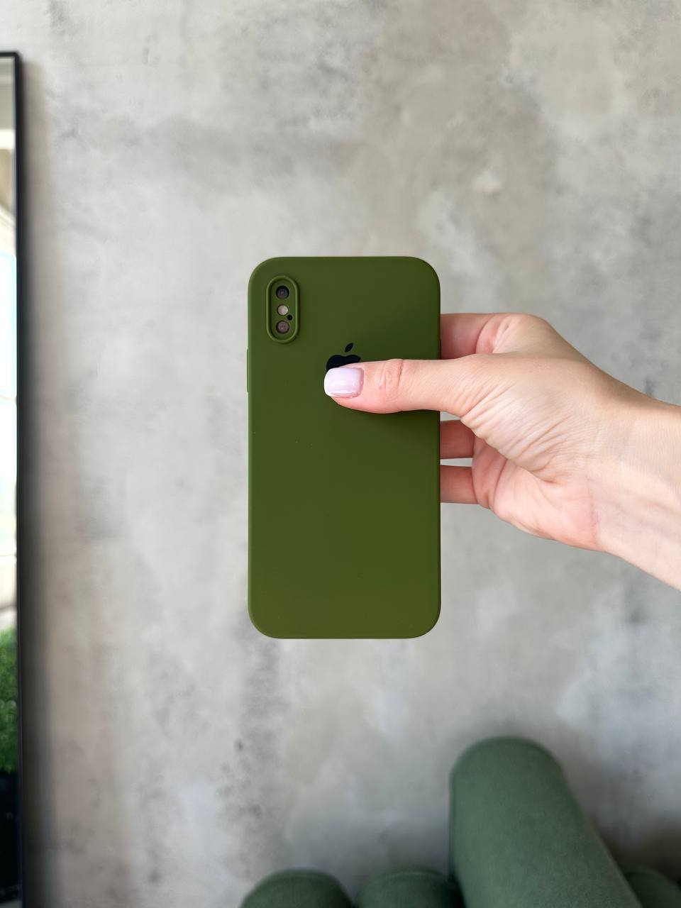 Чохол Silicone case із закритою камерою на iPhone X/XS Army Green #29