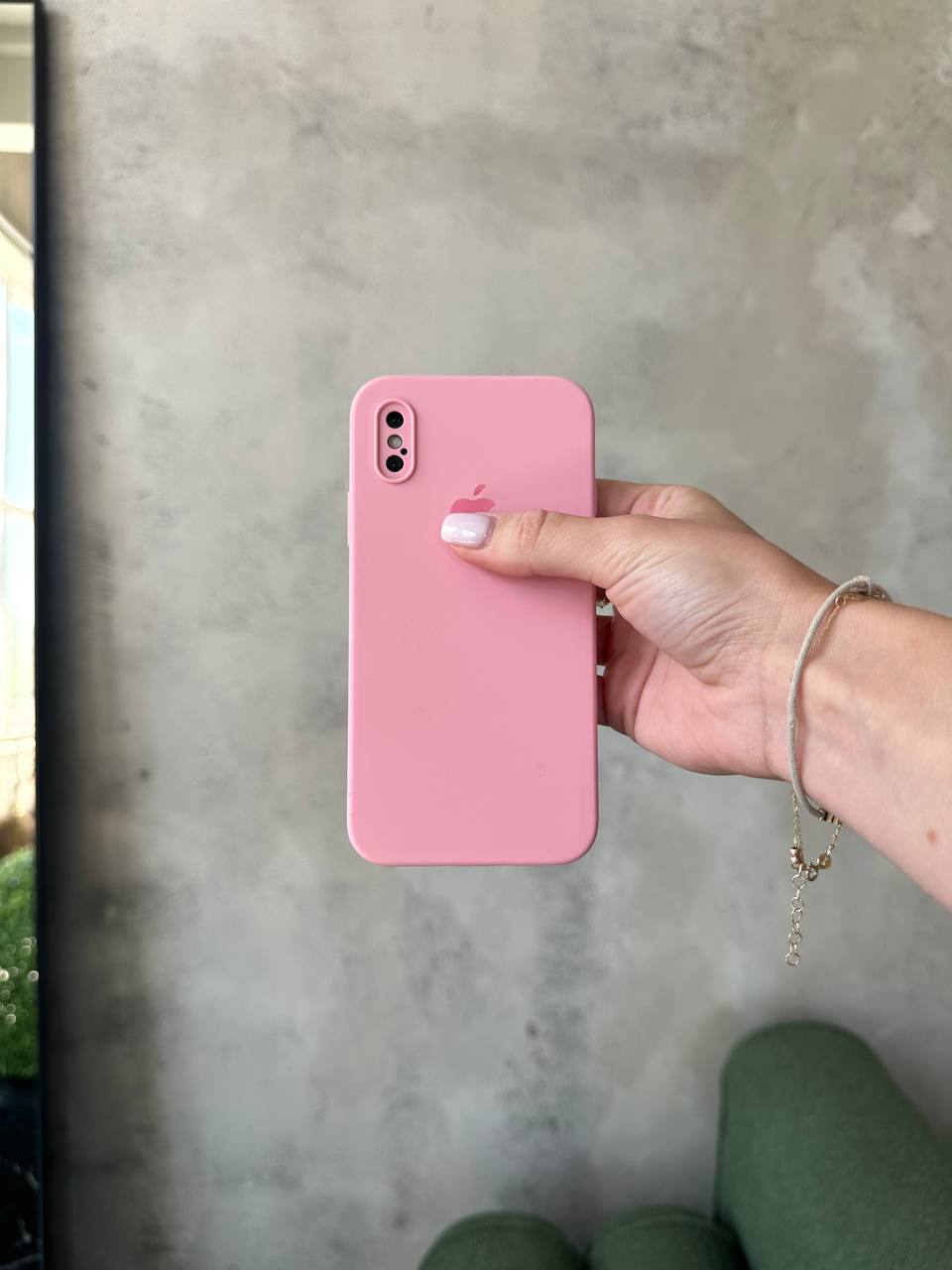 Чохол Silicone case із закритою камерою на iPhone X/XS Baby Pink #06