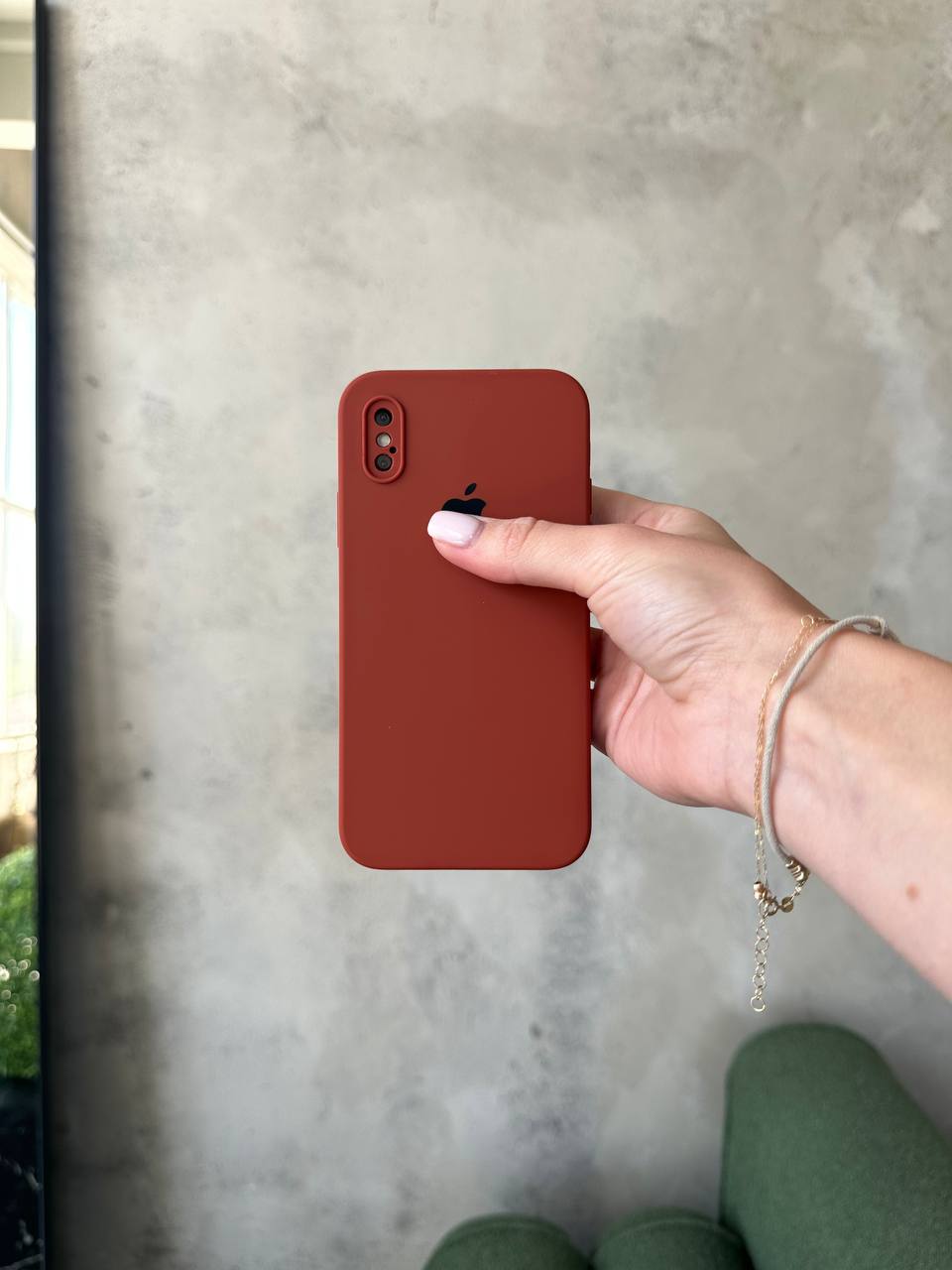 Чохол Silicone case із закритою камерою на iPhone X/XS Brown #42