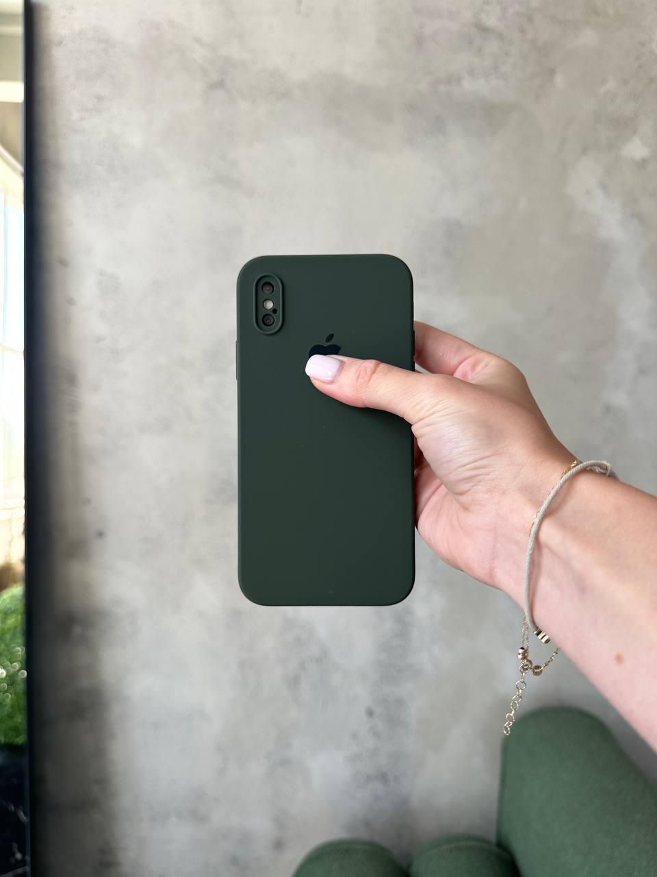 Чохол Silicone case із закритою камерою на iPhone X/XS Cyprus Green #40