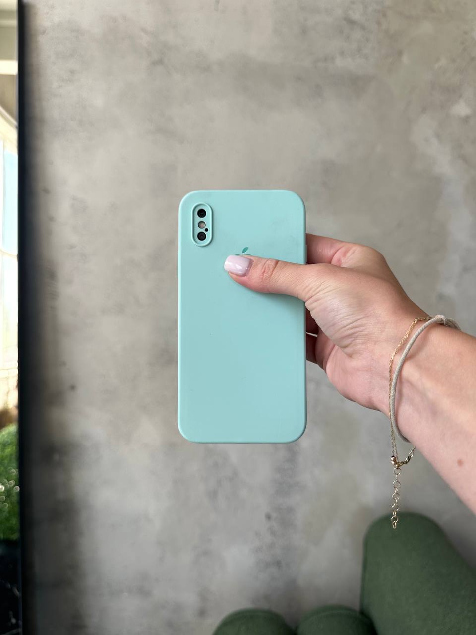 Чехол Silicone case с закрытой камерой на iPhone XS Max Light Cyan #48