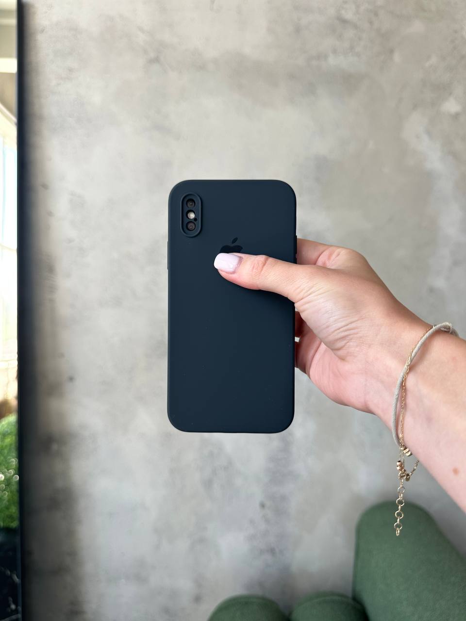 Чохол Silicone case із закритою камерою на iPhone X/XS Midnight #55