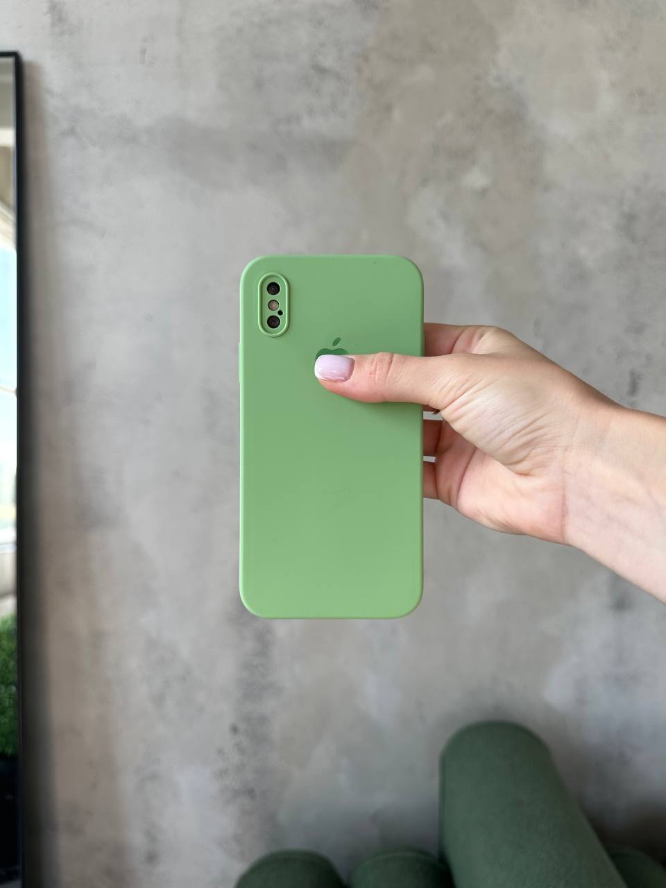 Чехол Silicone case с закрытой камерой для iPhone X/XS Mint Gum #01