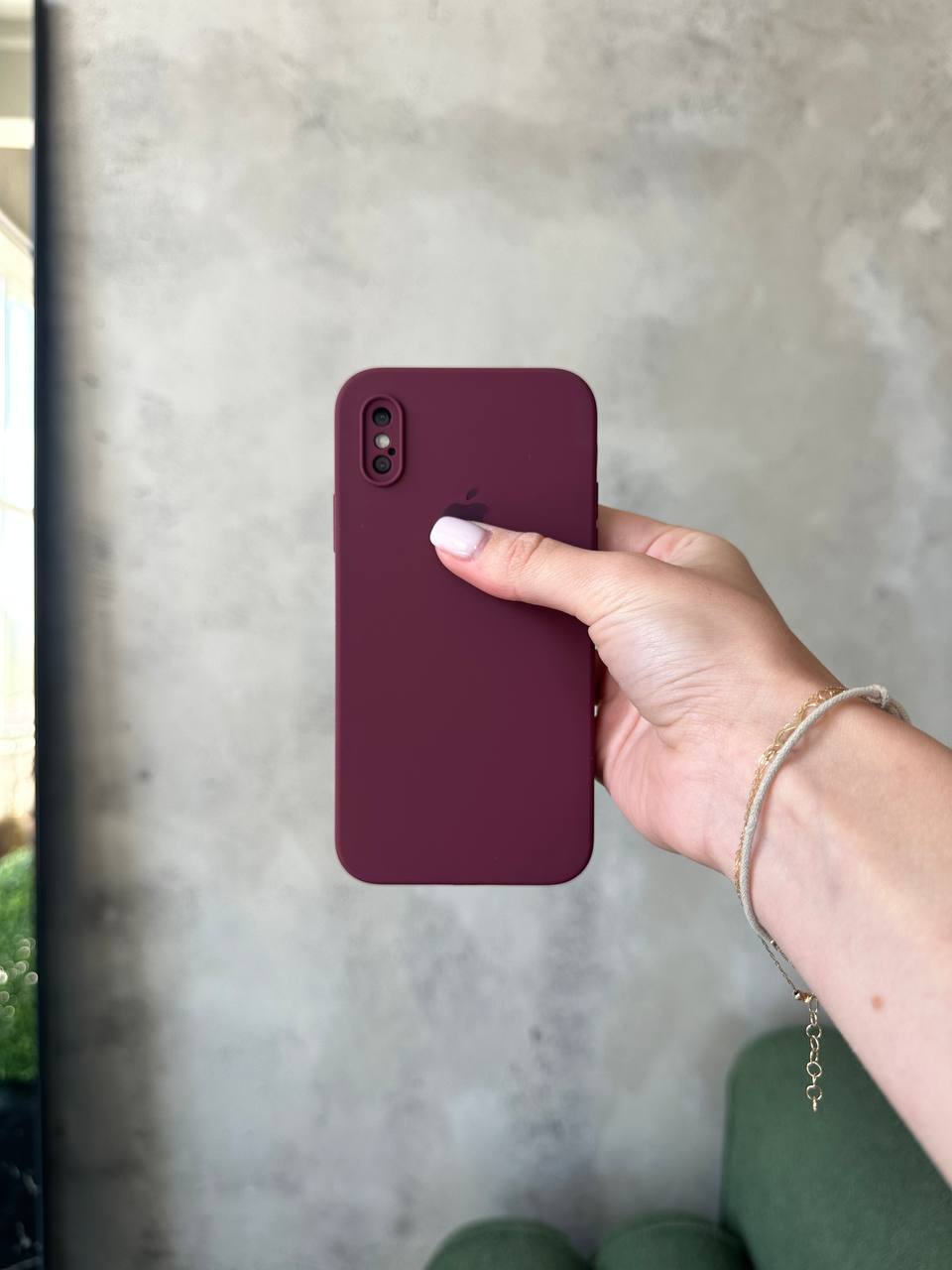 Чохол Silicone case із закритою камерою на iPhone X/XS Plum #47