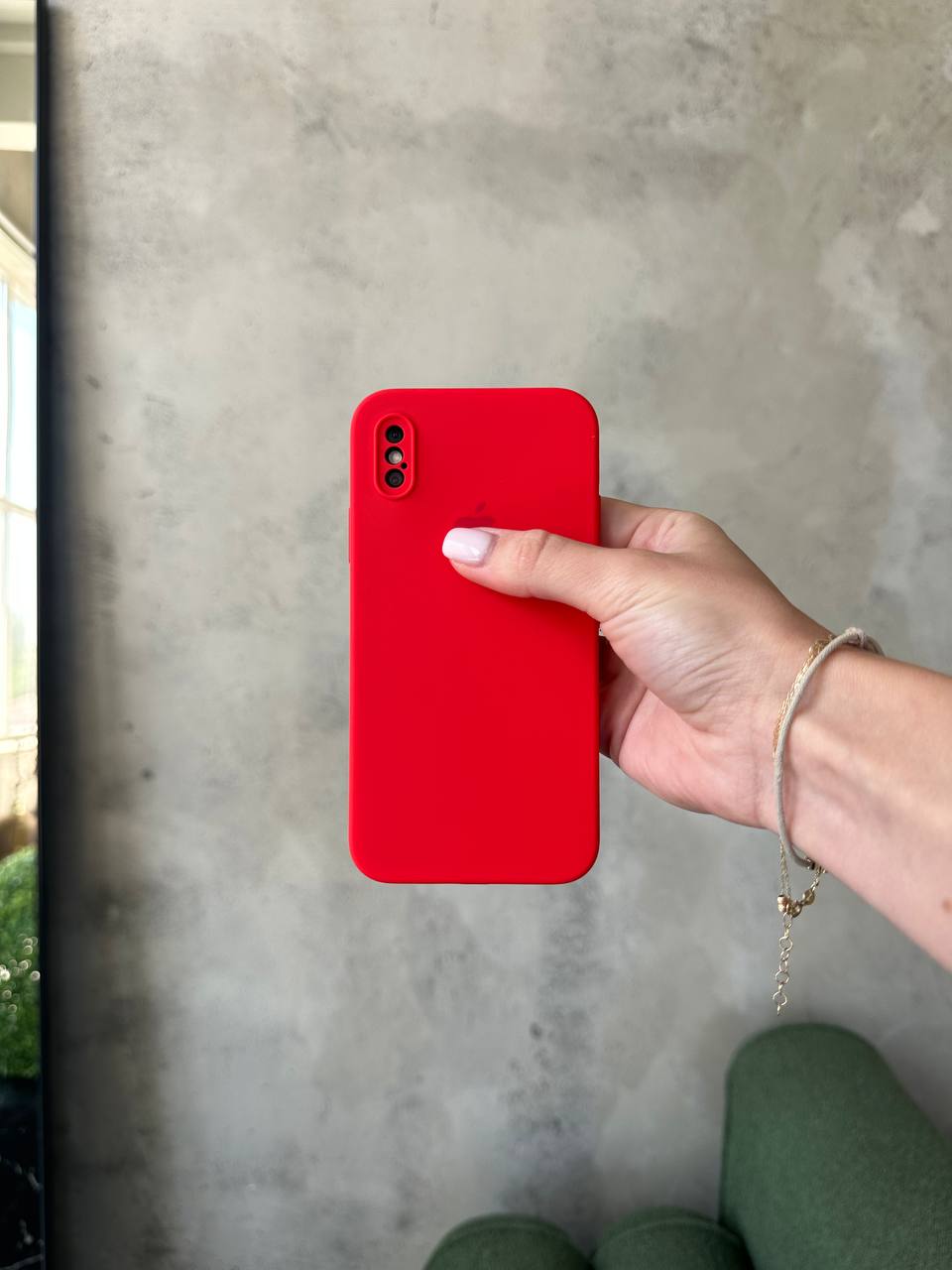 Чехол Silicone case с закрытой камерой для iPhone XS Max Red #11