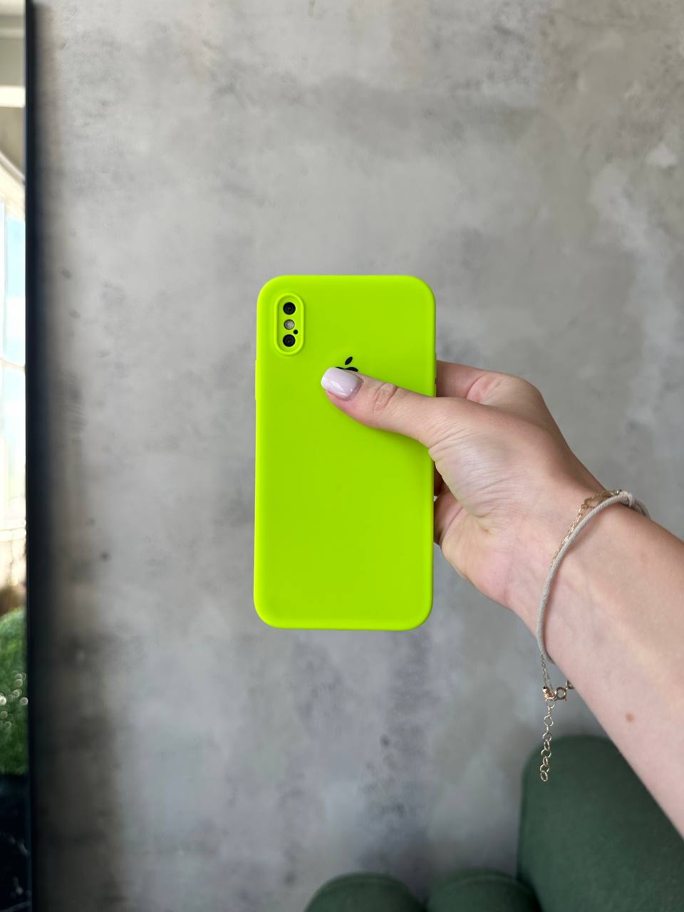 Чохол Silicone case із закритою камерою на iPhone X/XS Shiny Green #24