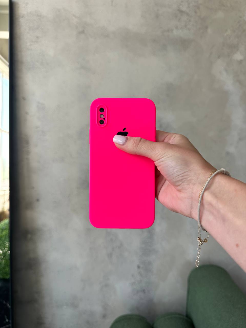 Чохол Silicone case із закритою камерою на iPhone X/XS Shiny Pink #23