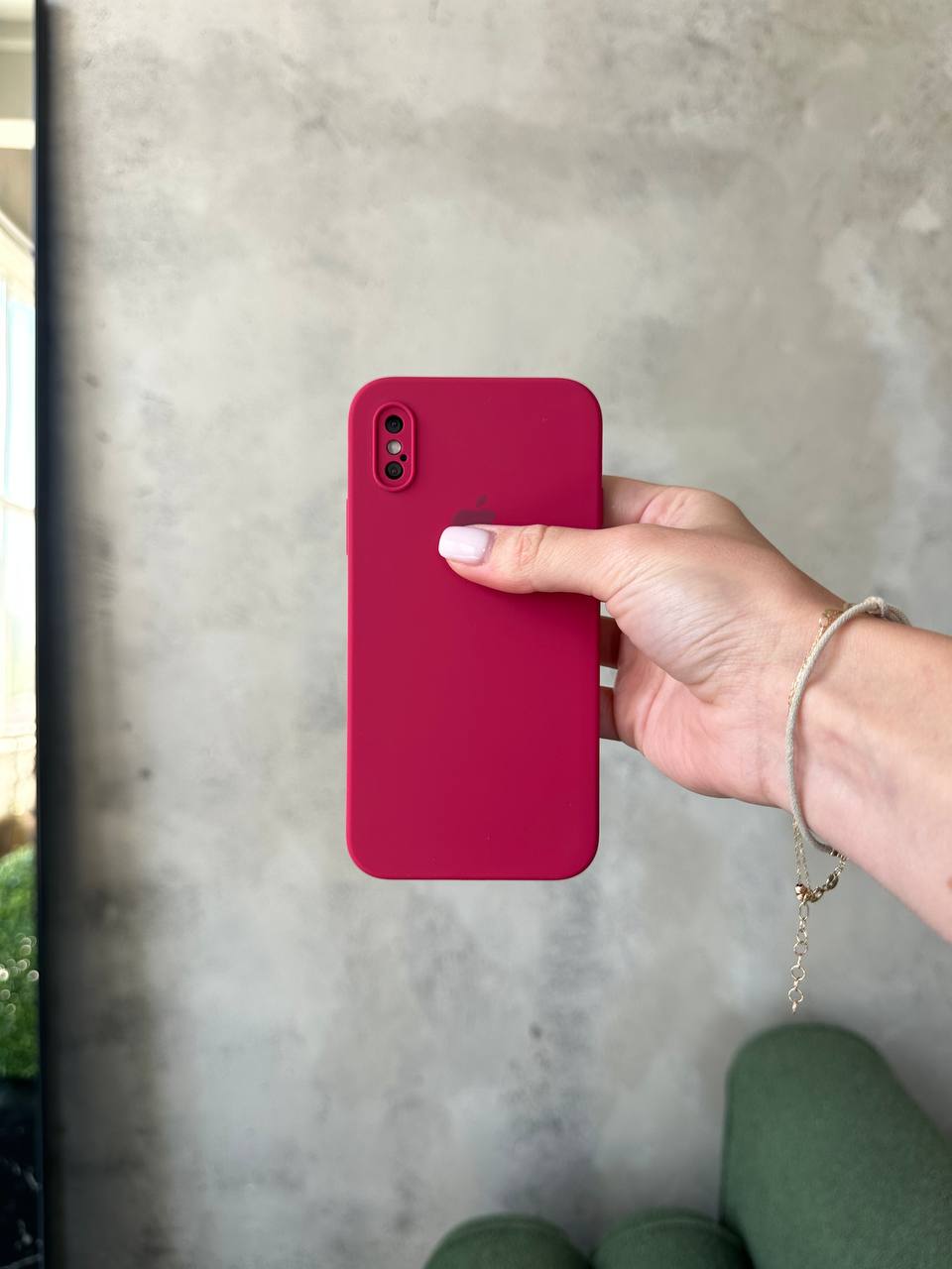 Чохол Silicone case із закритою камерою на iPhone X/XS Wine Red #21