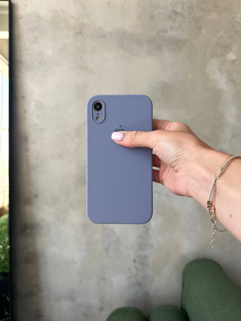 Чехол Silicone case с закрытой камерой на iPhone XR Lavander Grey #28