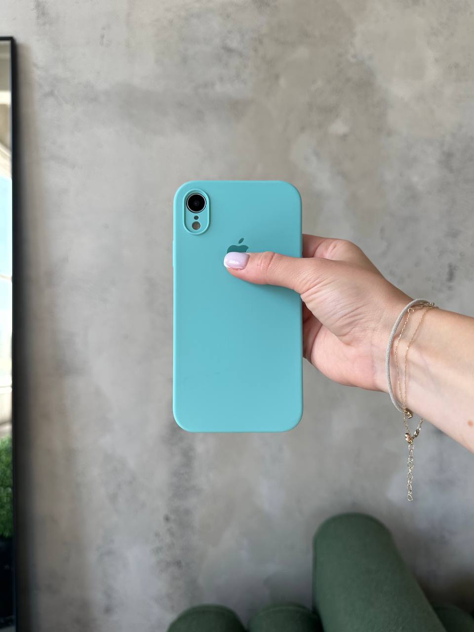 Чехол Silicone case с закрытой камерой на iPhone XR Sea Blue #17
