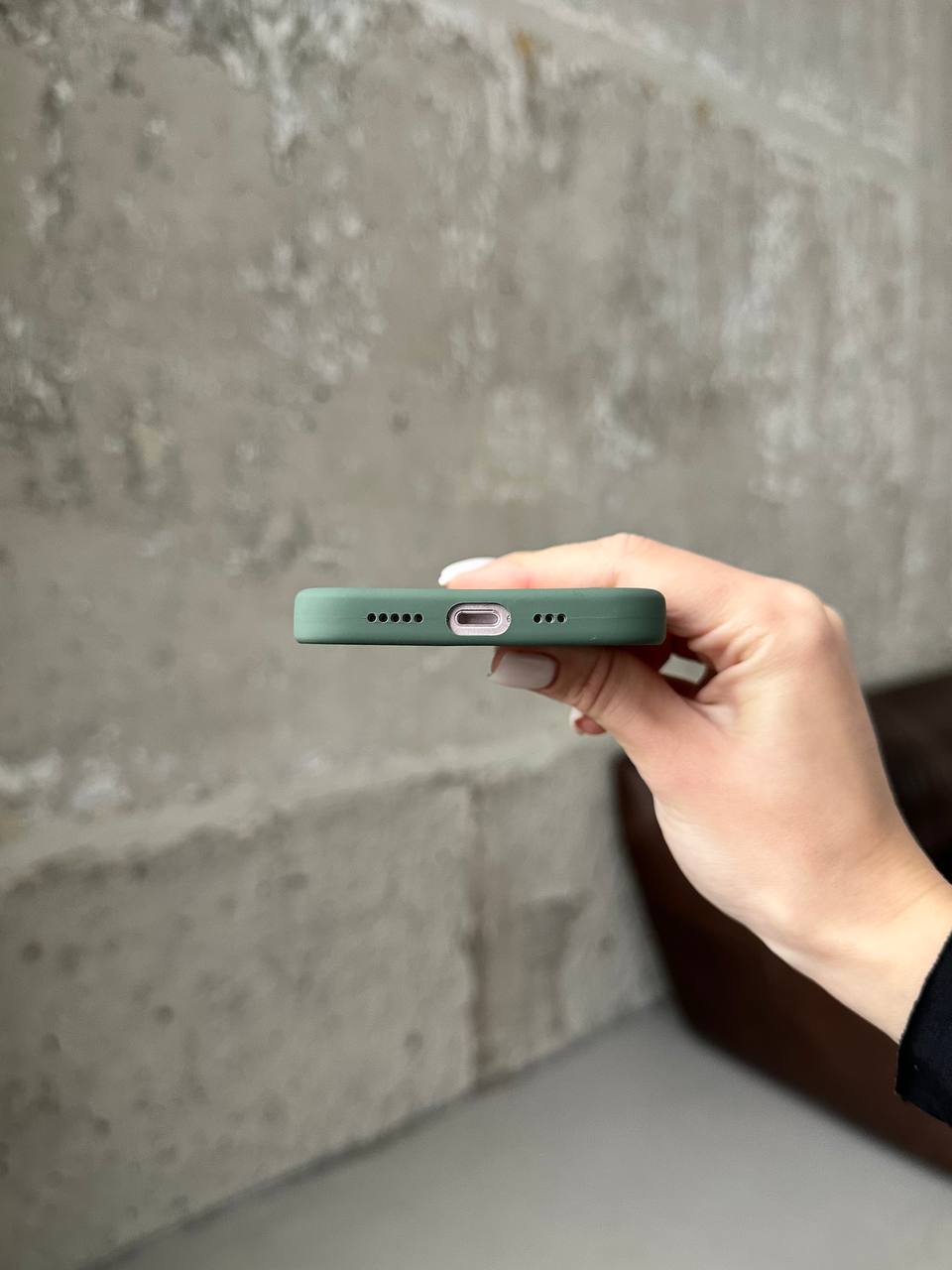 Чохол Silicone case з Magsafe на iPhone 14+ Olive (10)