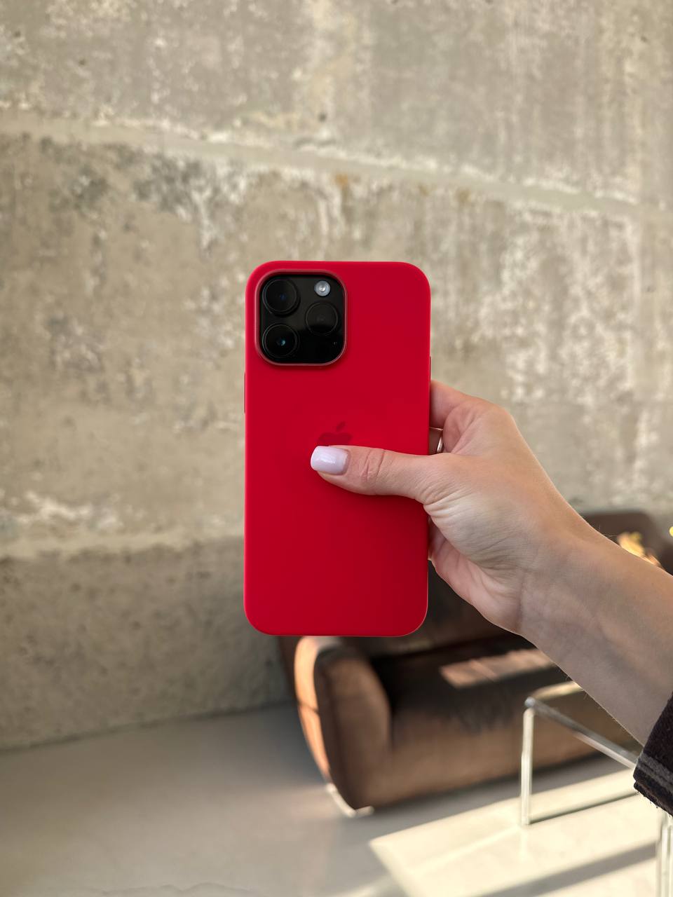 Чехол Silicone case с Magsafe на iPhone 14 Pro Red (04)