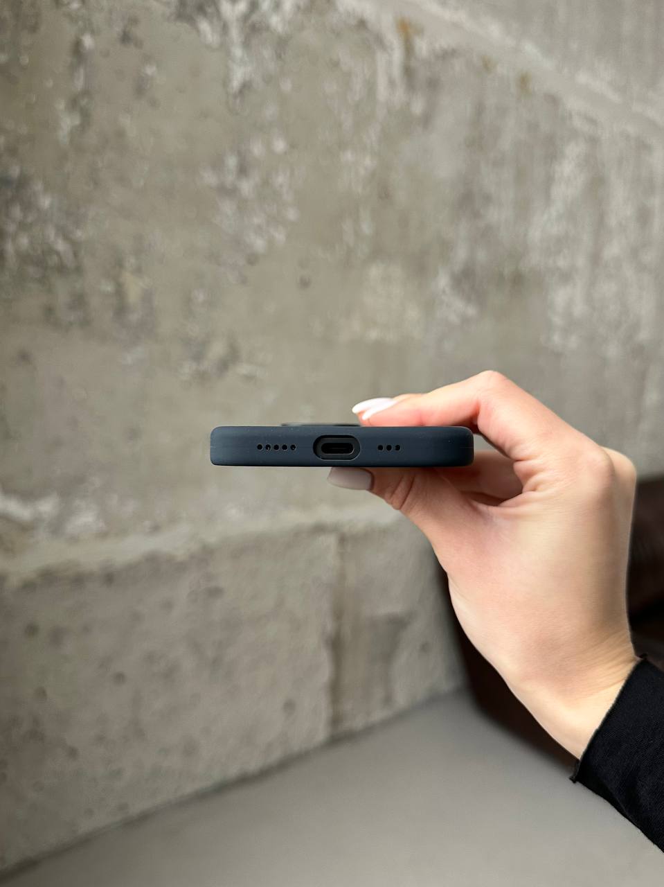 Чохол Silicone case з Magsafe на iPhone 15+ Black (01)