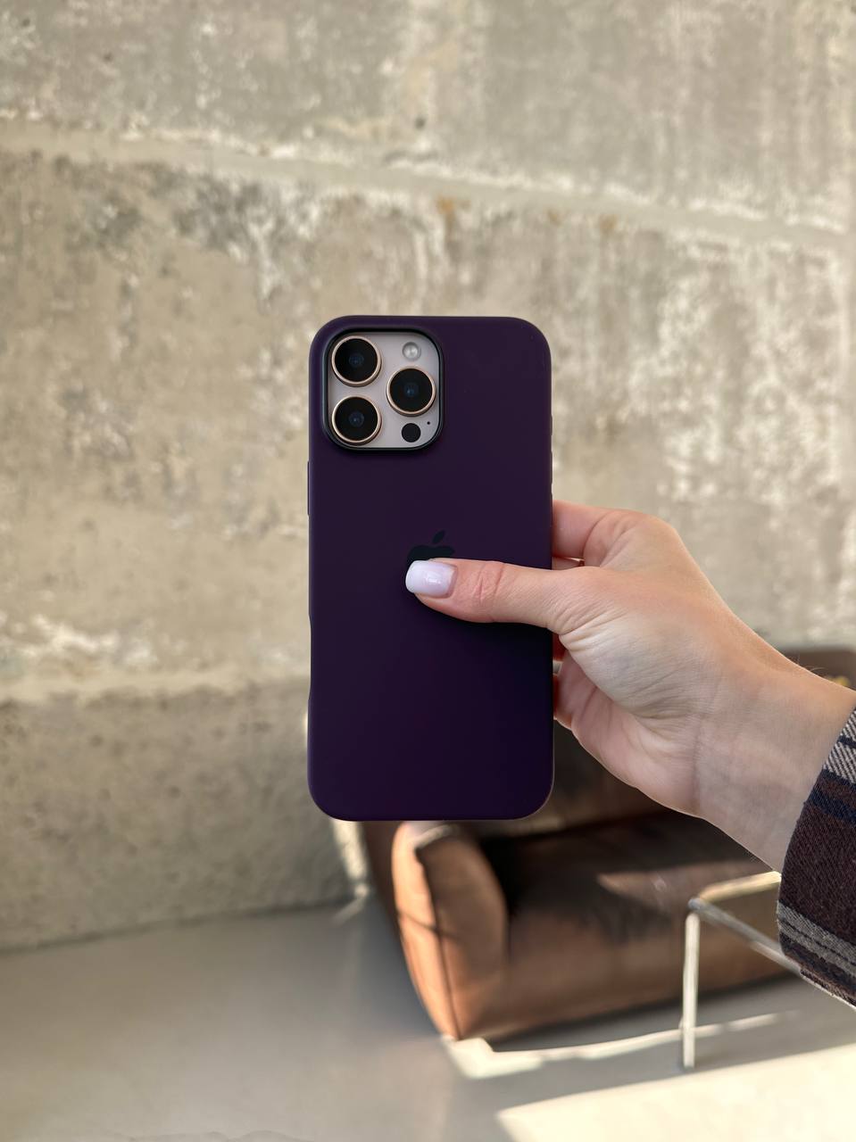 Чехол Silicone case с Magsafe на iPhone 16 Pro Plum (03)