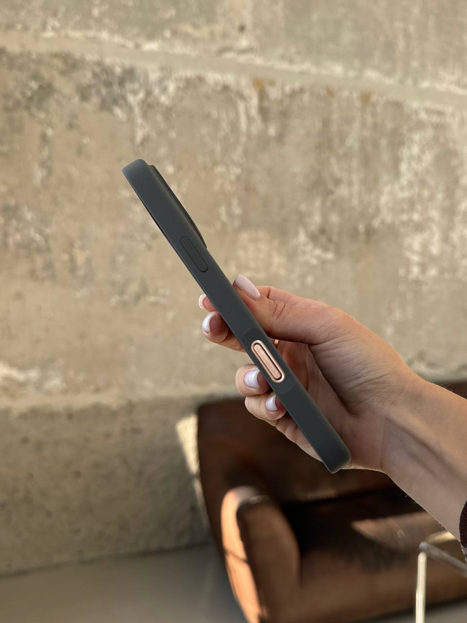 Чехол Silicone case с Magsafe на iPhone 16 Pro Max Stone Gray (02)