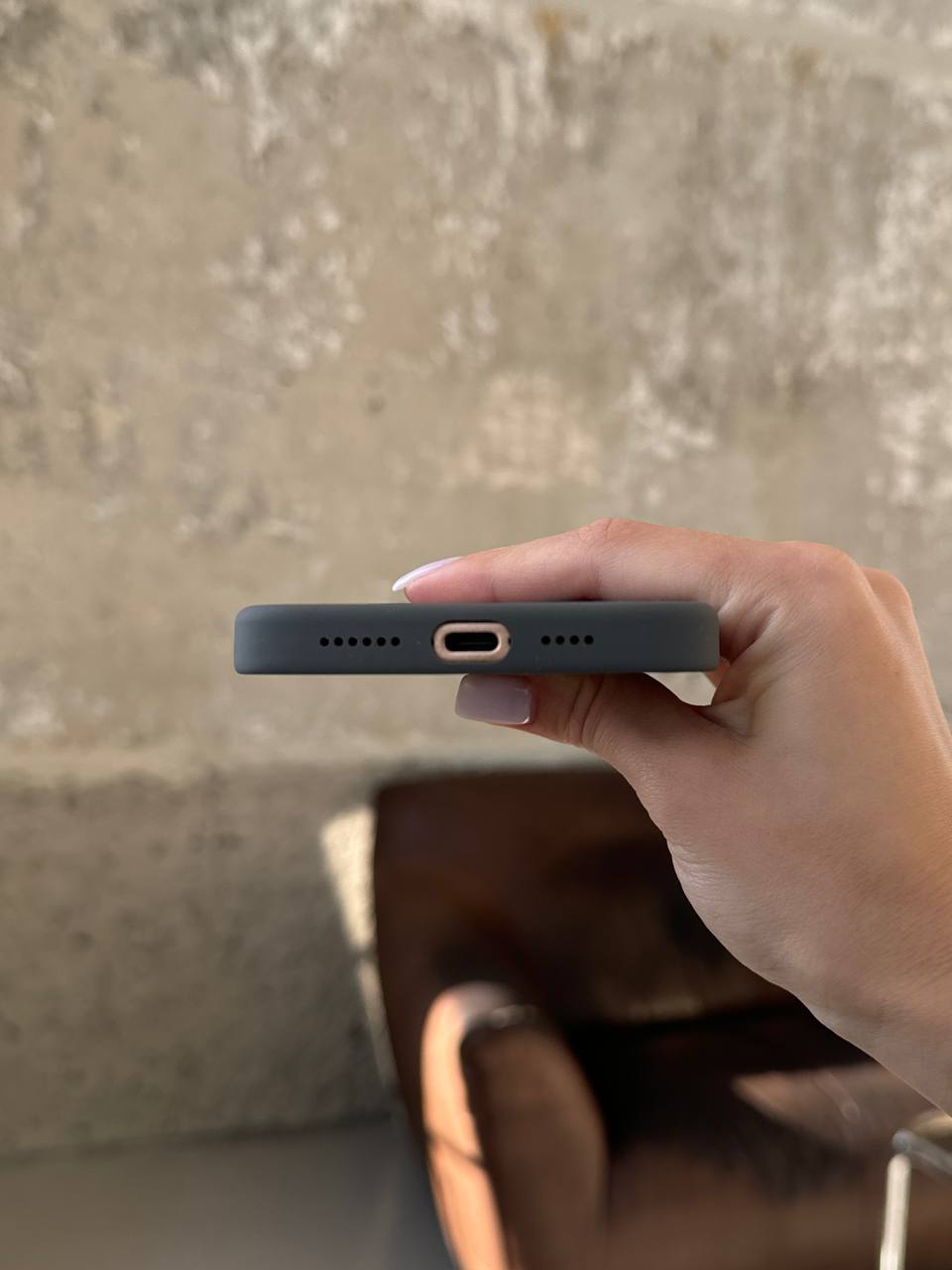 Чехол Silicone case с Magsafe на iPhone 16 Pro Max Stone Gray (02)