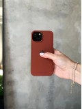Чехол Silicone case с открытой камерой на iPhone 15+ Brown (37)