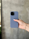 Чехол Silicone case с открытой камерой на iPhone 15+ Lavander Grey (17)