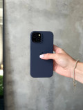 Чехол Silicone case с открытой камерой на iPhone 15+ Midnight Blue (09)