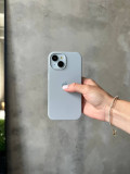 Чехол Silicone case с открытой камерой на iPhone 15+ Mist Blue (19)