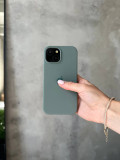 Чехол Silicone case с открытой камерой на iPhone 15+ Pine Green (36)