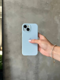 Чехол Silicone case с открытой камерой на iPhone 15+ Sky Blue (33)