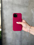 Чехол Silicone case с открытой камерой на iPhone 15+ Wine Red (02)