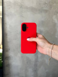 Чехол Silicone case с открытой камерой на iPhone 16 Red (04)