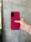 Чехол Silicone case с открытой камерой на iPhone 16 Wine Red (02)