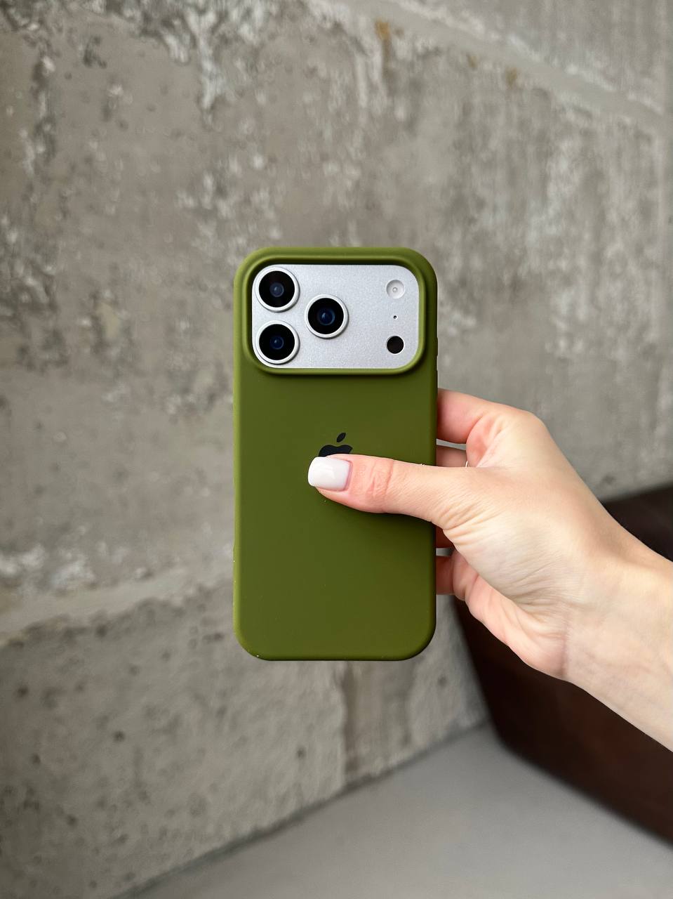 Чохол Silicone case з відкритою камерою на iPhone 17 Pro Max Army Green (11)