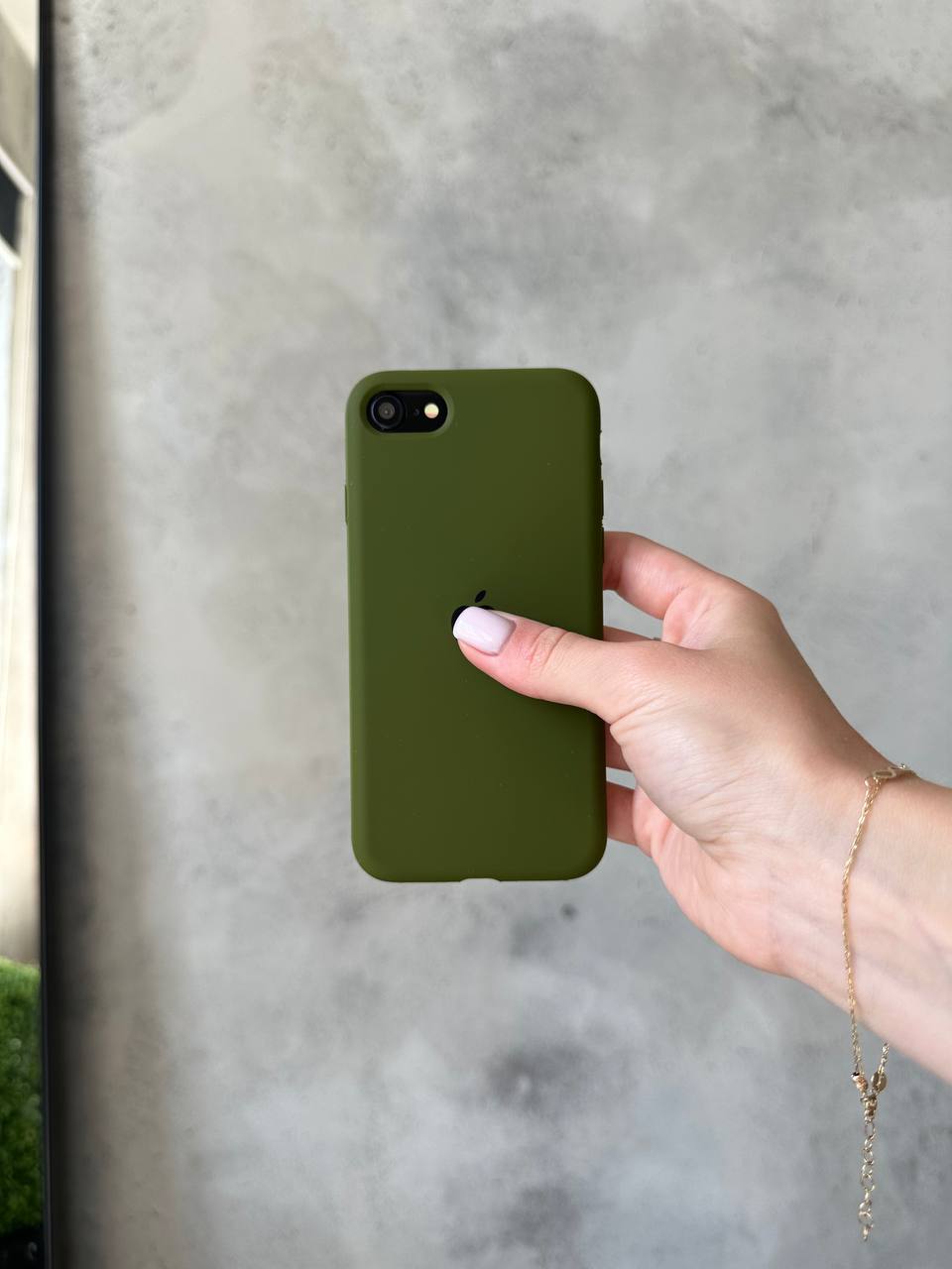 Чехол Silicone case с открытой камерой на iPhone 7/8 Army Green (11)