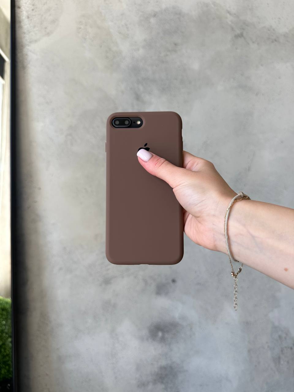 Чехол Silicone case с открытой камерой на iPhone 7+ / 8+ Chocolate (43)
