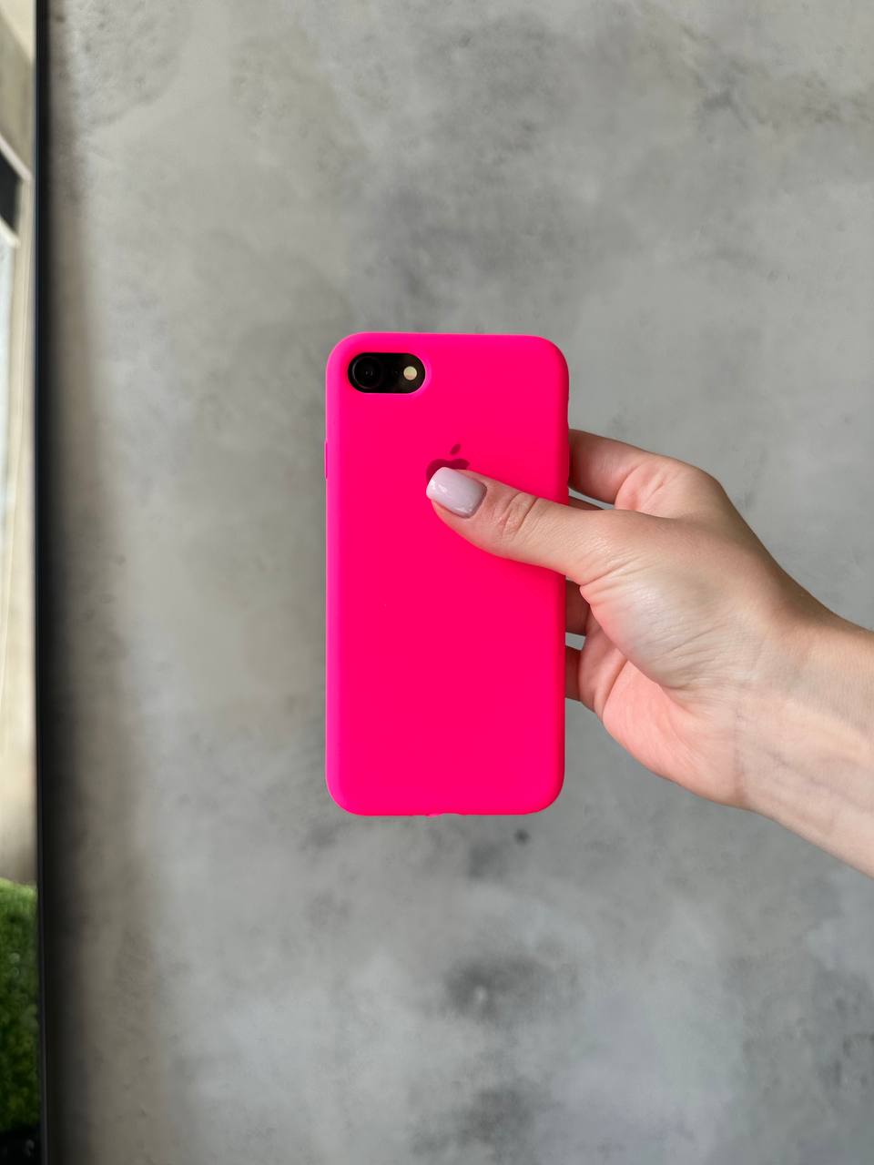 Чехол Silicone case с открытой камерой на iPhone 7/8 Shiny Pink (35)