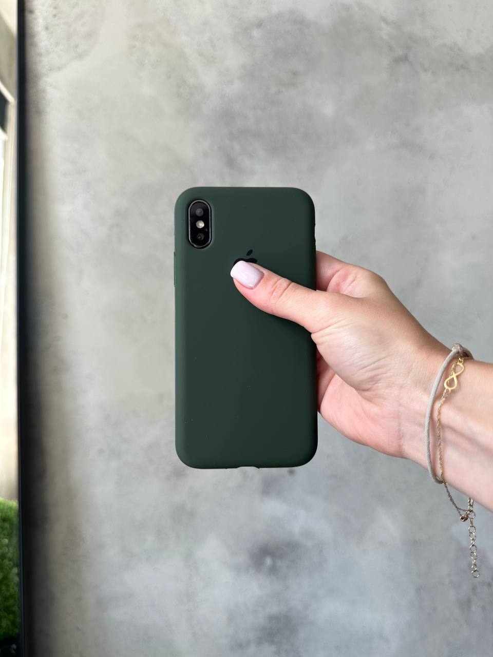 Чехол Silicone case с открытой камерой на iPhone X/XS Cyprus Green (28)